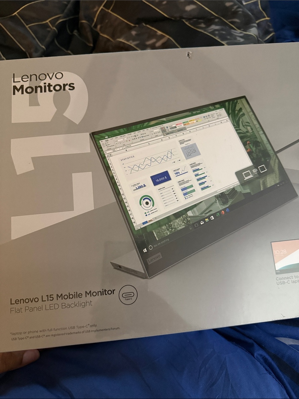 Lenovo L15 Mobile Monitor - Black